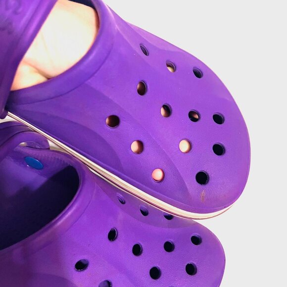 CROCS Iconic Comfort Bayaband Unisex (m/8 w/6) Purple Slip On Clogs-Vented top - Picture 11 of 14